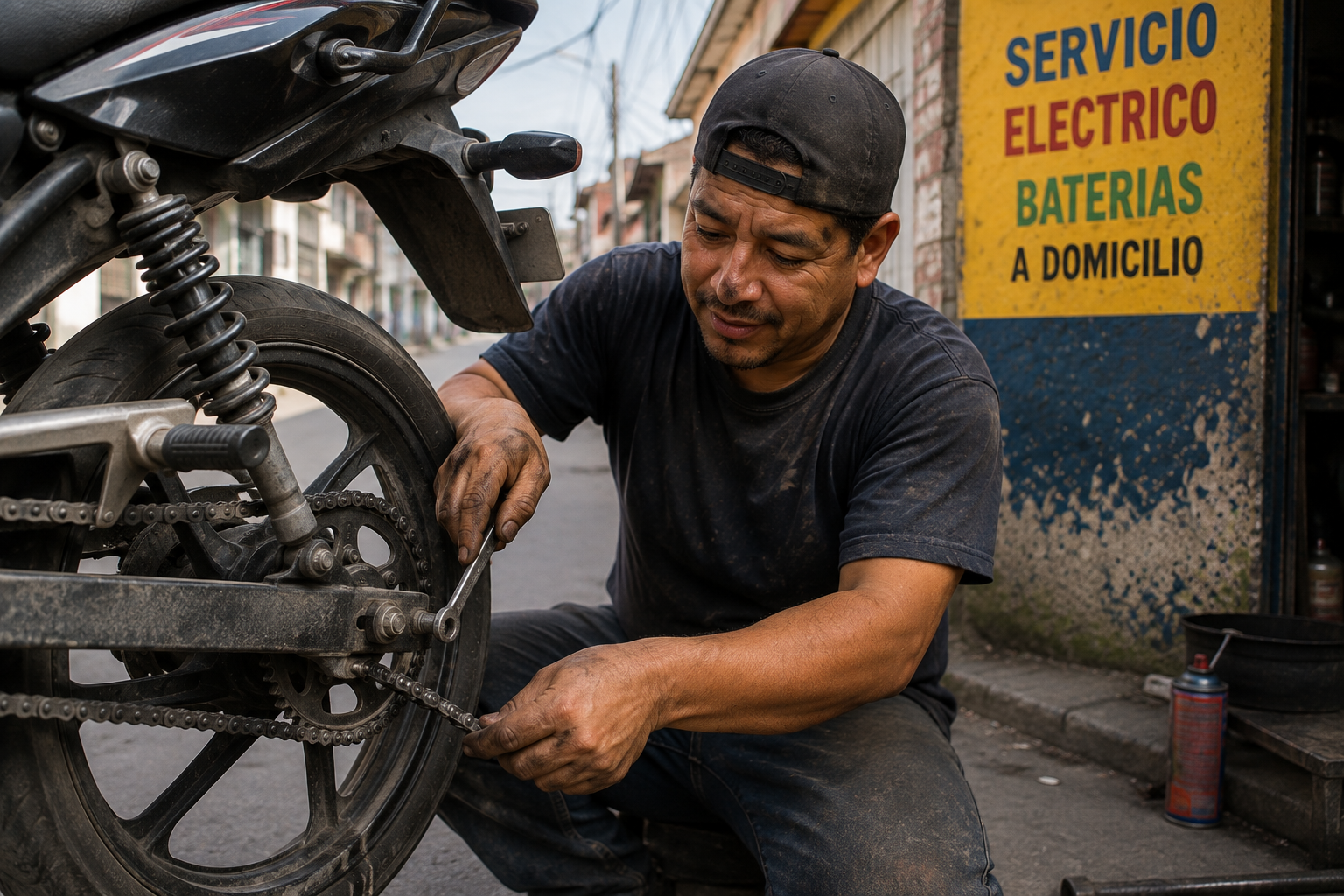 Tensión de cadena de moto a domicilio